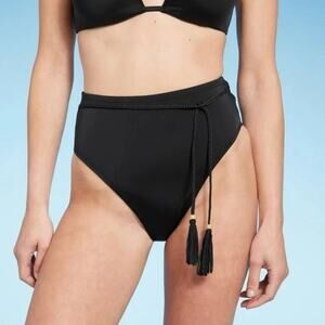 Shade & Shore Black High Waist Bikini Bottom Swimsuit Size XS New with Tags